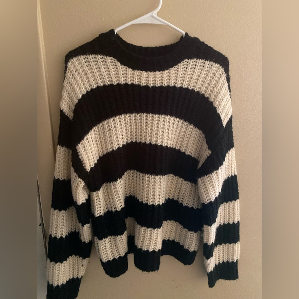 Stripped ivory and black sweater